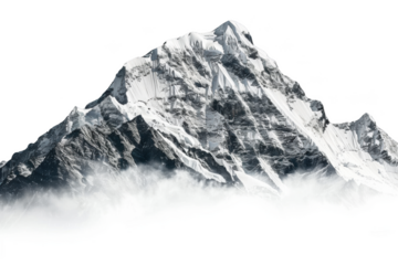 Transparent Mountain Peaks Emerging from a Misty Veil