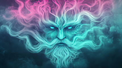 Obraz premium A digital painting of a man's face made out of smoke.