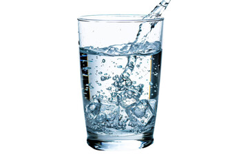 Transparent Glass of Water with Ice Cubes: A Refreshing and Crystal Clear Image