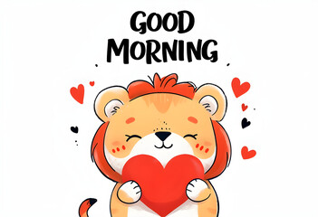lion, animal, text, Good Morning, Generative AI