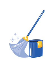 mop and bucket cleanning floor