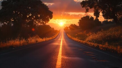 A stunning road under the sunrise