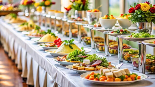 Professional wedding catering service with beautifully presented gourmet dishes , wedding, catering, party, service, gourmet