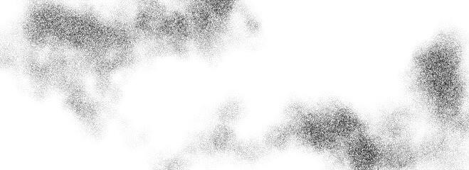 Stipple smoke cloud gradient texture. Grunge fluid fume grain background. Gritty noise fog dotwork wallpaper. Black and white dots, speckles, sand particles or granules overlay. Vector backdrop © vika_k