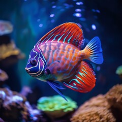 A colourful fish in aquarium