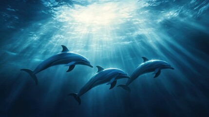 Common dolphins attacking a sardine bait ball during the annual sardine run, Wild Coast, South Africa.