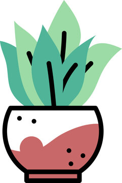 recommend clip art: Aloe vera in flowerpot line icon