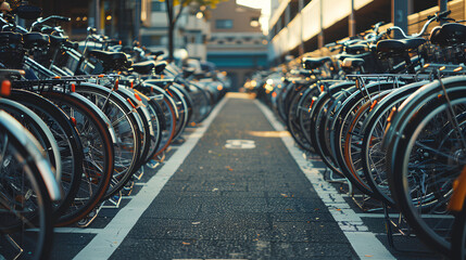 neatly arranged bicycle parking