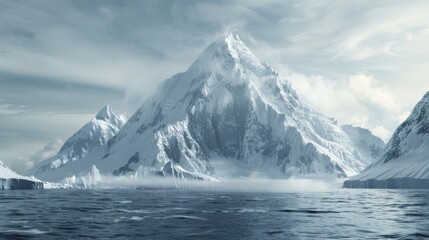 Majestic Antarctic Mountain Landscape with Ice and Water