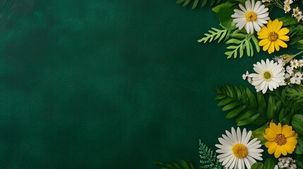 Vibrant floral arrangement on a green background