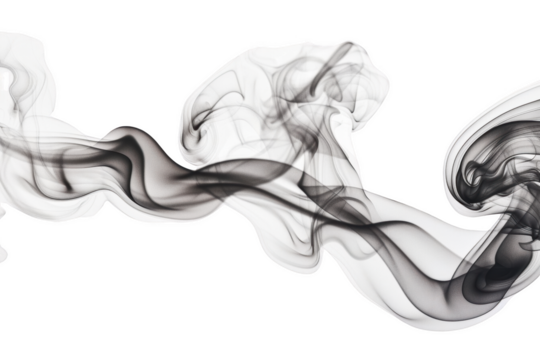 Transparent Smoke Waves Abstract Design - Black and White