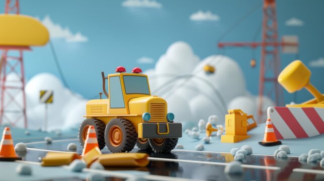 Safety Construction Scene with Clean Background