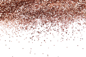 Transparent Rose Gold Glitter Falling on Black Background