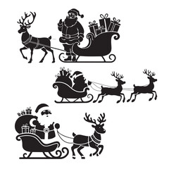 Santa Claus With Reindeer Sleigh