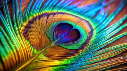Obraz premium Closeup of vibrant, iridescent peacock feather , peacock, feather, exotic, colorful, closeup, detailed, vibrant, gorgeous
