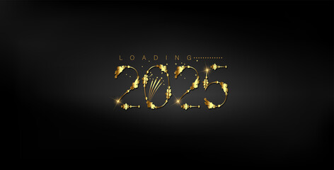 Happy New Year 2025 in elegant gold text on a sleek black background, celebrating a beautiful design for 2025
