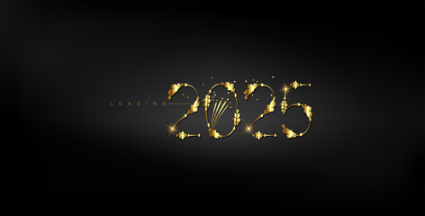 Happy New Year 2025 in elegant gold text on a sleek black background, celebrating a beautiful design for 2025