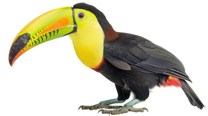 Fototapeta premium A colorful bird with a black and white head