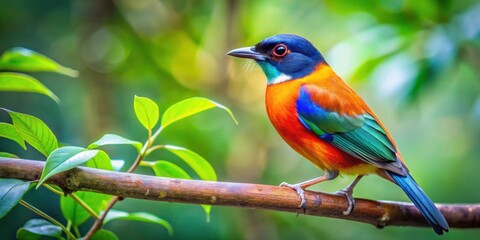 Obraz premium Beautiful Macau bird perched on a tree branch, Macau, bird, tree, colorful, feathers, wildlife, nature, perched, vibrant