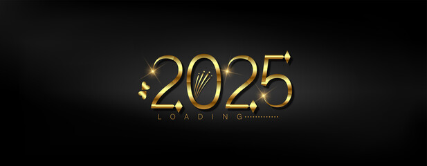 Happy New Year 2025 in elegant gold text on a sleek black background, celebrating a beautiful design for 2025