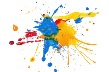 Transparent Colorful Paint Splatter on Black Background