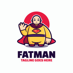 Vector Logo Illustration Fatman Mascot Cartoon Style