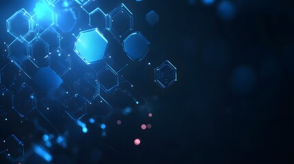 Fototapeta premium Abstract 3D Geometric Pattern with Glowing Blue Hexagons