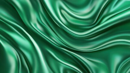 Obraz premium A smooth, flowing green fabric texture creating a luxurious and elegant appearance.
