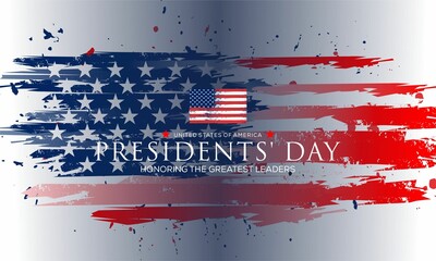  Presidents Day vector illustration with lettering Honoring The Greatest leaders. Design for poster or banner.