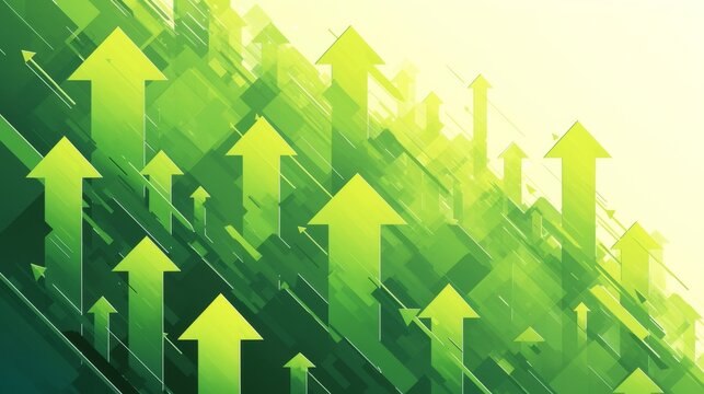 A vector illustration of green arrows moving forward, featuring a white and green color theme.