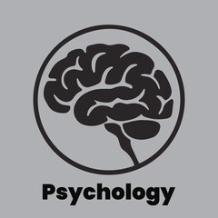 Human brain psychology icon logo with simple neurological concept vector illustration, Brain line icon, Neuro Education medical science logo design