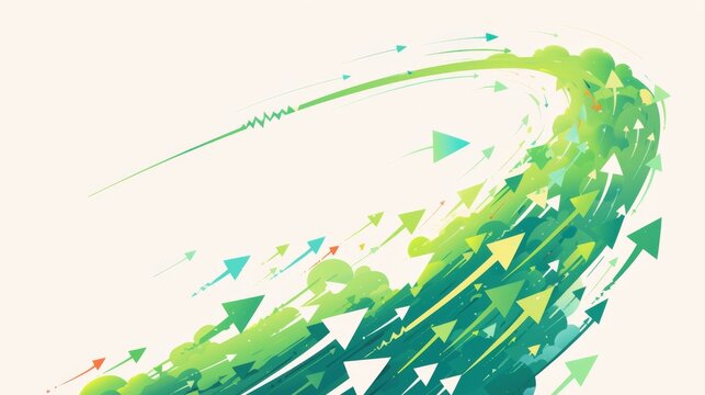 A vector illustration of green arrows moving forward, featuring a white and green color theme.