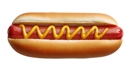 Hot dog with mustard isolated on transparent background