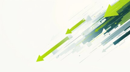 A vector illustration of green arrows moving forward, featuring a blue and green color theme.