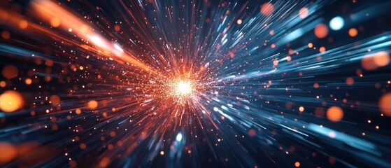 Obraz premium A dynamic burst of light and color resembling an explosion or cosmic event.