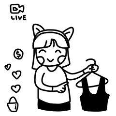 Hand drawn online selling live streaming