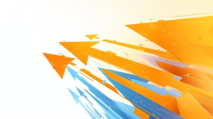 Orange arrows moving forward in a vector illustration with a white and orange color theme  with blue tone
