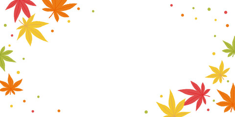 もみじの長方形フレームイラスト素材