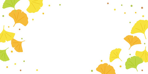 イチョウの長方形フレームイラスト素材