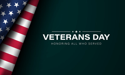 Veterans Day poster or greeting card with American flag