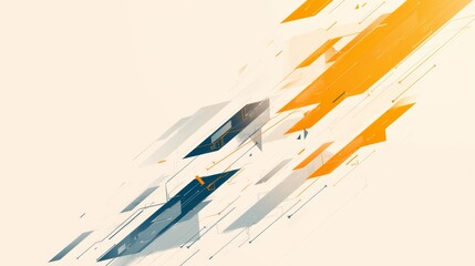 Fototapeta premium Orange arrows moving forward in a vector illustration with a white and orange color theme with black tone