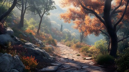 A Sunlit Path Through the Enchanted Forest