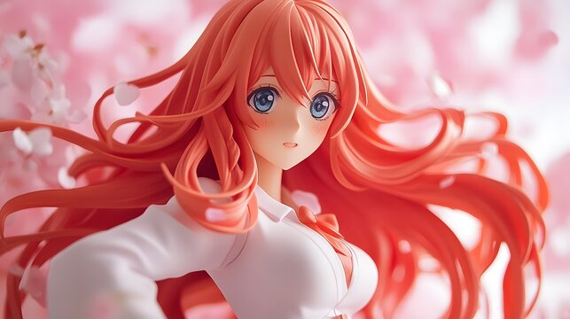 Detailed anime figure with flowing hair and adjustable arms for customizable posing