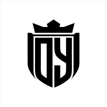 recommend clip art: DY Logo with shield shape inside shield badge crown on white background template design
