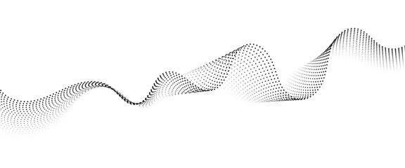 Flowing Dot Wave halftone gradient pattern on transparent background	
