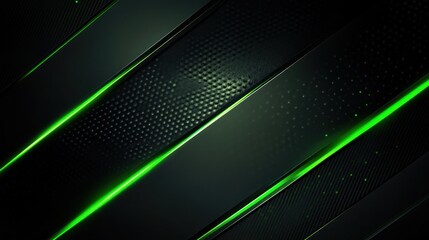 A sleek, dark abstract design featuring green accents and textured surfaces.