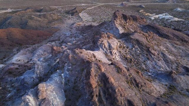 Rock formations in the desert. Aerial view of extreme terrain.