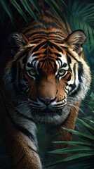 Fototapeta premium Celestial Tiger Roaming through Enchanted Jungle