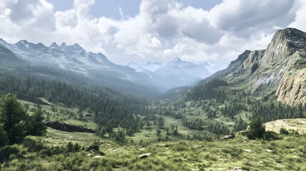 Majestic Mountain Valley Landscape