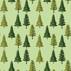 Obraz premium Seamless Evergreen Tree Pattern